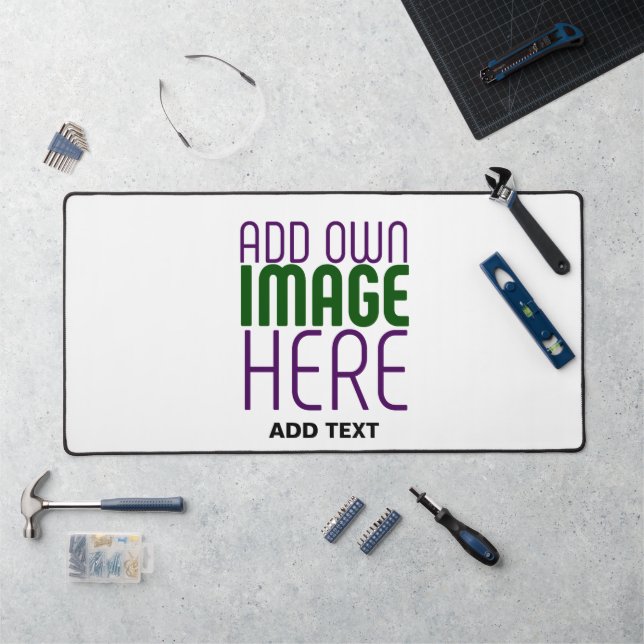 MODERN EDITABLE SIMPLE WHITE IMAGE TEXT TEMPLATE DESK MAT (Workstation)