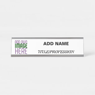 MODERN EDITABLE SIMPLE WHITE IMAGE TEXT TEMPLATE DESK NAME PLATE