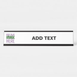 MODERN EDITABLE SIMPLE WHITE IMAGE TEXT TEMPLATE DESK NAME PLATE