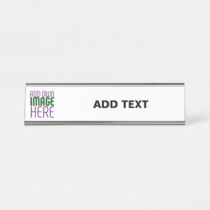 MODERN EDITABLE SIMPLE WHITE IMAGE TEXT TEMPLATE DESK NAME PLATE