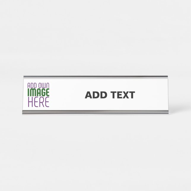 MODERN EDITABLE SIMPLE WHITE IMAGE TEXT TEMPLATE DESK NAME PLATE (Front)