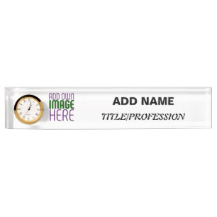 MODERN EDITABLE SIMPLE WHITE IMAGE TEXT TEMPLATE DESK NAME PLATE