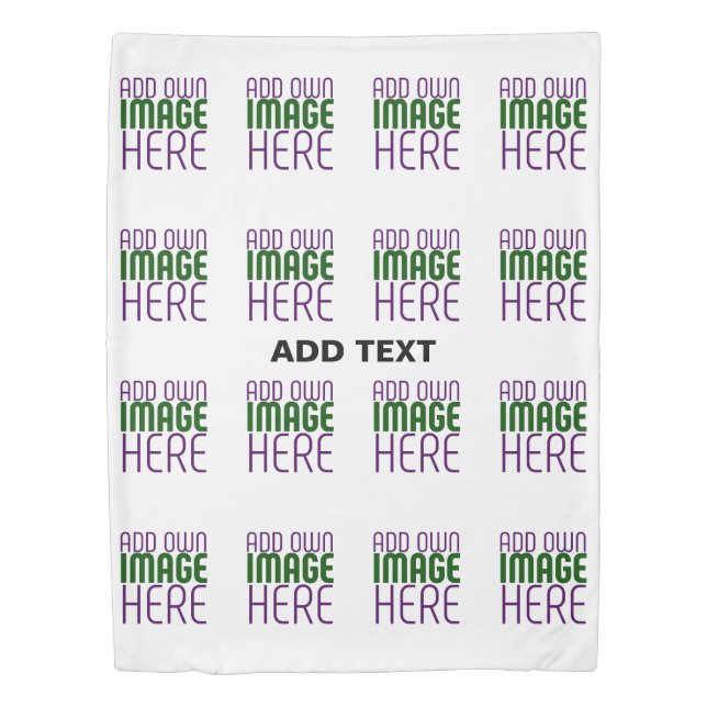 MODERN EDITABLE SIMPLE WHITE IMAGE TEXT TEMPLATE DUVET COVER (Front)