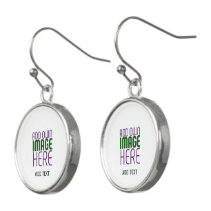 MODERN EDITABLE SIMPLE WHITE IMAGE TEXT TEMPLATE EARRINGS
