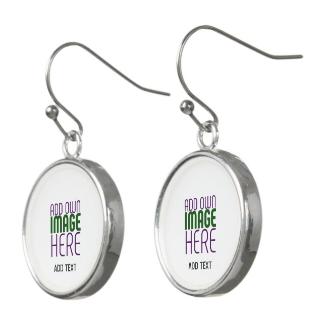 MODERN EDITABLE SIMPLE WHITE IMAGE TEXT TEMPLATE EARRINGS (Angled)