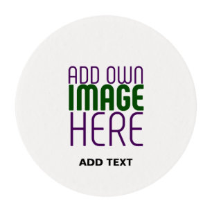 MODERN EDITABLE SIMPLE WHITE IMAGE TEXT TEMPLATE EDIBLE FROSTING ROUNDS
