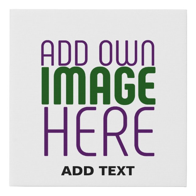 MODERN EDITABLE SIMPLE WHITE IMAGE TEXT TEMPLATE FAUX CANVAS PRINT (Front)