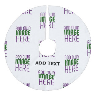 MODERN EDITABLE SIMPLE WHITE IMAGE TEXT TEMPLATE FAUX LINEN TREE SKIRT