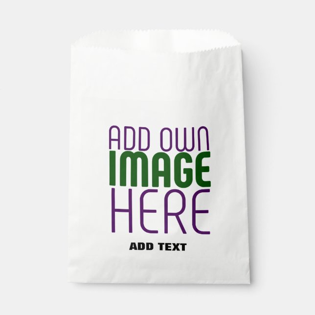 MODERN EDITABLE SIMPLE WHITE IMAGE TEXT TEMPLATE FAVOR BAG (Front)