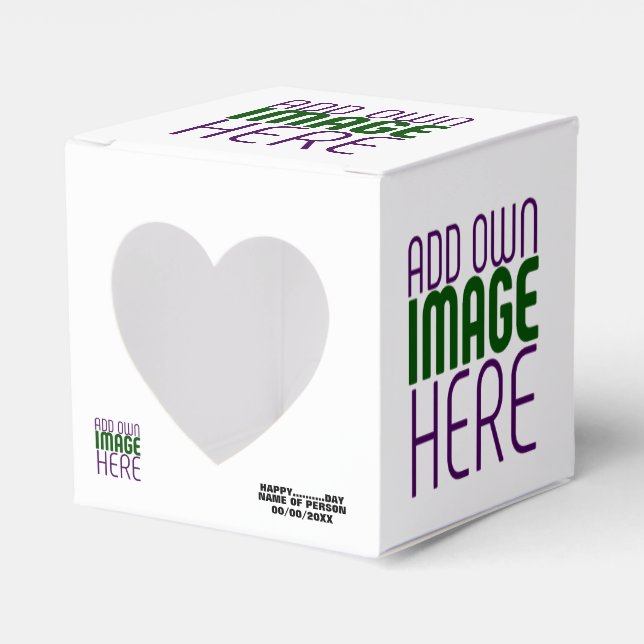 MODERN EDITABLE SIMPLE WHITE IMAGE TEXT TEMPLATE FAVOR BOXES (Front Side)