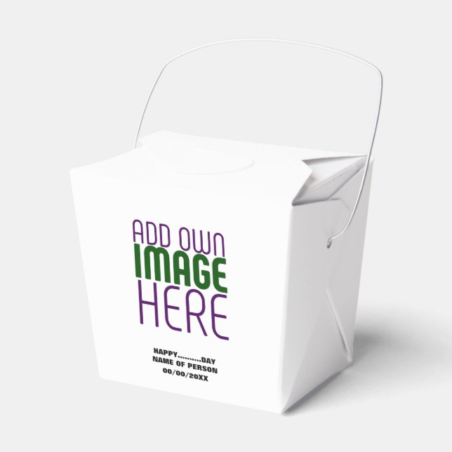 MODERN EDITABLE SIMPLE WHITE IMAGE TEXT TEMPLATE FAVOR BOXES (Front Side)