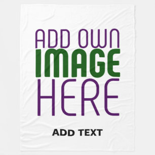MODERN EDITABLE SIMPLE WHITE IMAGE TEXT TEMPLATE FLEECE BLANKET