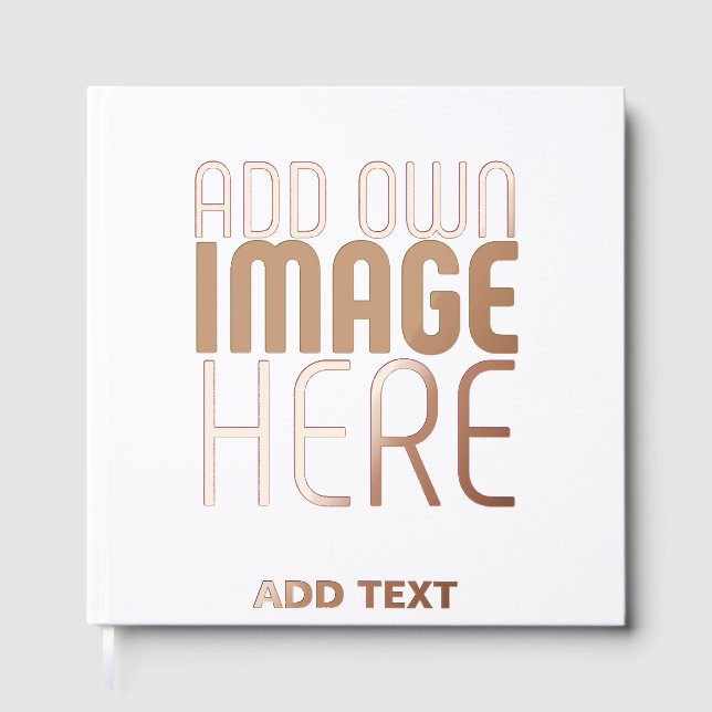 MODERN EDITABLE SIMPLE WHITE IMAGE TEXT TEMPLATE FOIL GUEST BOOK  (Front)