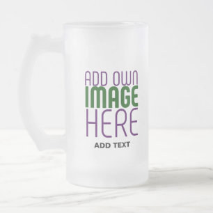 MODERN EDITABLE SIMPLE WHITE IMAGE TEXT TEMPLATE FROSTED GLASS BEER MUG