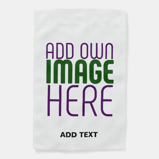 MODERN EDITABLE SIMPLE WHITE IMAGE TEXT TEMPLATE GARDEN FLAG (Front)