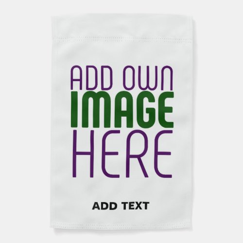 MODERN EDITABLE SIMPLE WHITE IMAGE TEXT TEMPLATE GARDEN FLAG