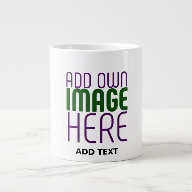 MODERN EDITABLE SIMPLE WHITE IMAGE TEXT TEMPLATE GIANT COFFEE MUG (Front)