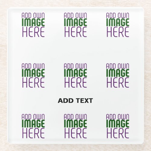 MODERN EDITABLE SIMPLE WHITE IMAGE TEXT TEMPLATE GLASS COASTER