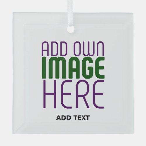  MODERN EDITABLE SIMPLE WHITE IMAGE TEXT TEMPLATE GLASS ORNAMENT