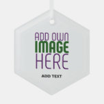  MODERN EDITABLE SIMPLE WHITE IMAGE TEXT TEMPLATE GLASS ORNAMENT