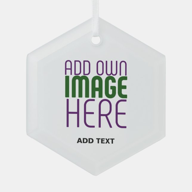  MODERN EDITABLE SIMPLE WHITE IMAGE TEXT TEMPLATE GLASS ORNAMENT (Front)