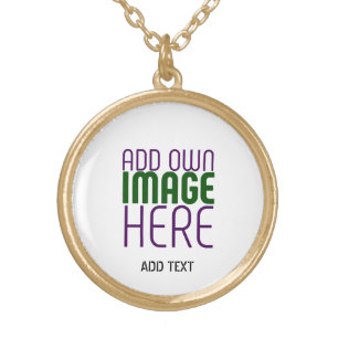 MODERN EDITABLE SIMPLE WHITE IMAGE TEXT TEMPLATE GOLD PLATED NECKLACE