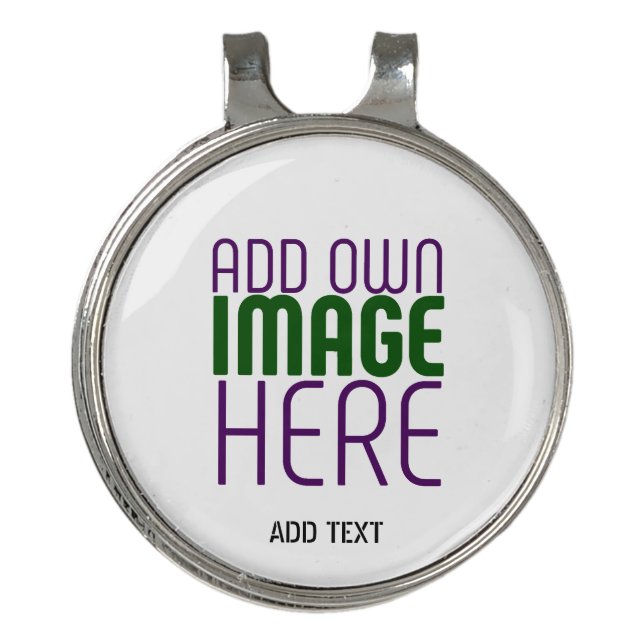 MODERN EDITABLE SIMPLE WHITE IMAGE TEXT TEMPLATE GOLF HAT CLIP (Front)