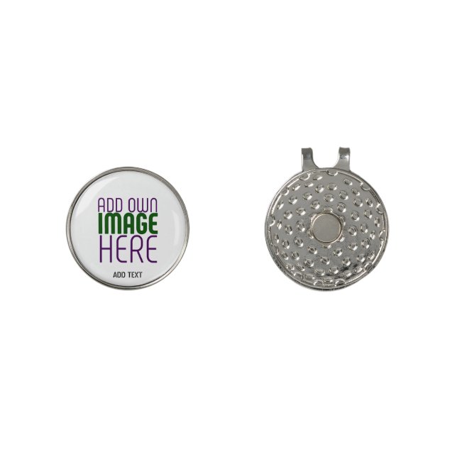 MODERN EDITABLE SIMPLE WHITE IMAGE TEXT TEMPLATE GOLF HAT CLIP (Front and Back)