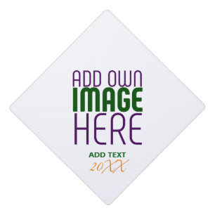 MODERN EDITABLE SIMPLE WHITE IMAGE TEXT TEMPLATE GRADUATION CAP TOPPER