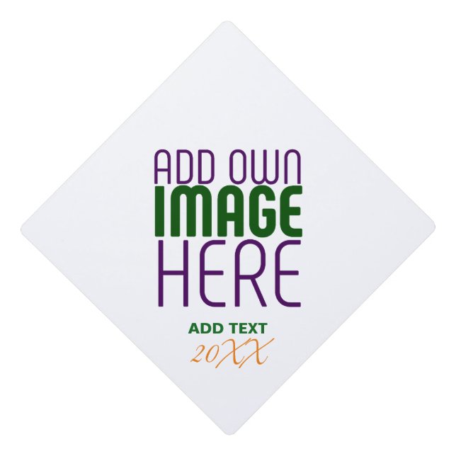 MODERN EDITABLE SIMPLE WHITE IMAGE TEXT TEMPLATE GRADUATION CAP TOPPER (Front)