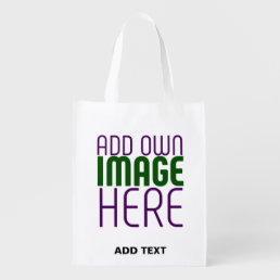 MODERN EDITABLE SIMPLE WHITE IMAGE TEXT TEMPLATE GROCERY BAG