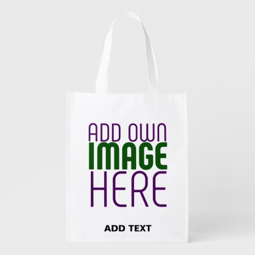 MODERN EDITABLE SIMPLE WHITE IMAGE TEXT TEMPLATE GROCERY BAG