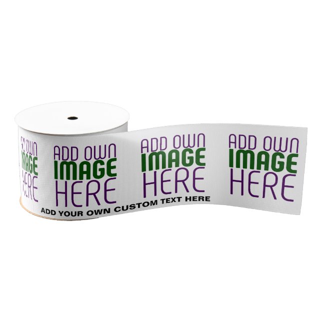 MODERN EDITABLE SIMPLE WHITE IMAGE TEXT TEMPLATE GROSGRAIN RIBBON (Spool)
