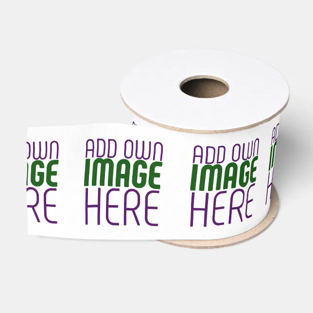 Editable Ribbon Text MODERN EDITABLE SIMPLE WHITE IMAGE TEXT TEMPLATE GROSGRAIN RIBBON | Zazzle