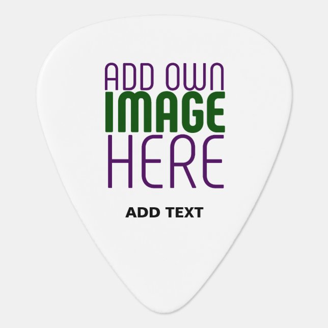 MODERN EDITABLE SIMPLE WHITE IMAGE TEXT TEMPLATE GUITAR PICK (Front)