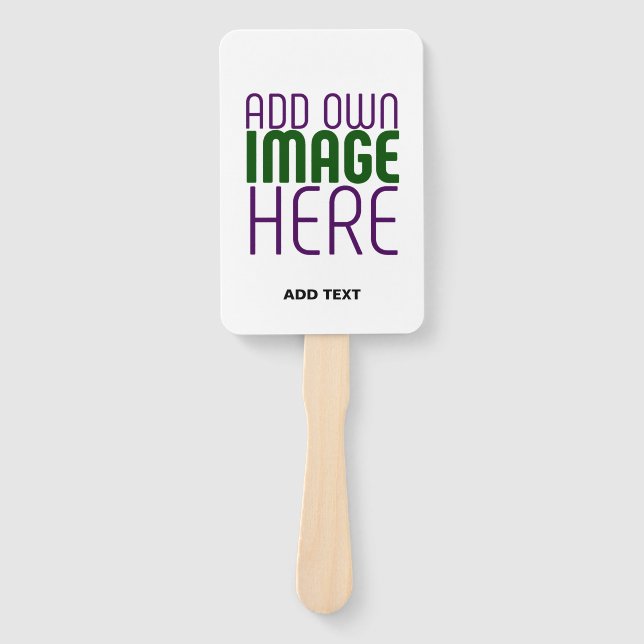 MODERN EDITABLE SIMPLE WHITE IMAGE TEXT TEMPLATE HAND FAN (Front)
