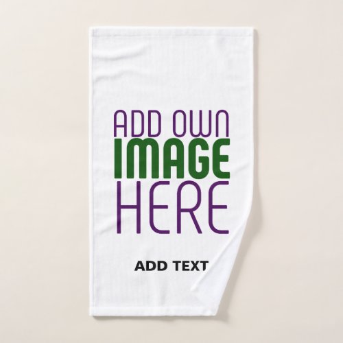MODERN EDITABLE SIMPLE WHITE IMAGE TEXT TEMPLATE HAND TOWEL 