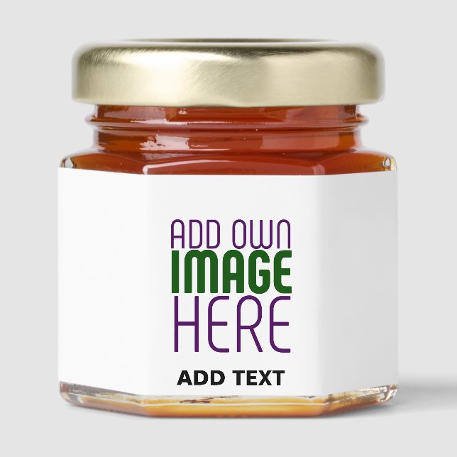 MODERN EDITABLE SIMPLE WHITE IMAGE TEXT TEMPLATE HONEY JAR FAVORS (Front)