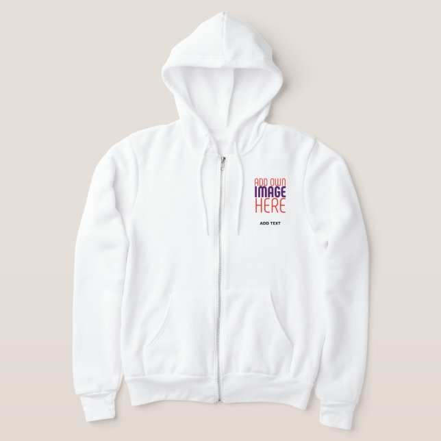MODERN EDITABLE SIMPLE WHITE IMAGE TEXT TEMPLATE HOODIE (Laydown)