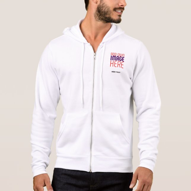 MODERN EDITABLE SIMPLE WHITE IMAGE TEXT TEMPLATE HOODIE (Front)