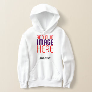 MODERN EDITABLE SIMPLE WHITE IMAGE TEXT TEMPLATE HOODIE