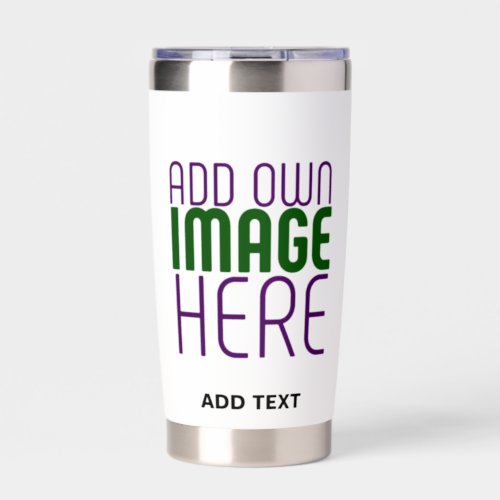 MODERN EDITABLE SIMPLE WHITE IMAGE TEXT TEMPLATE INSULATED TUMBLER