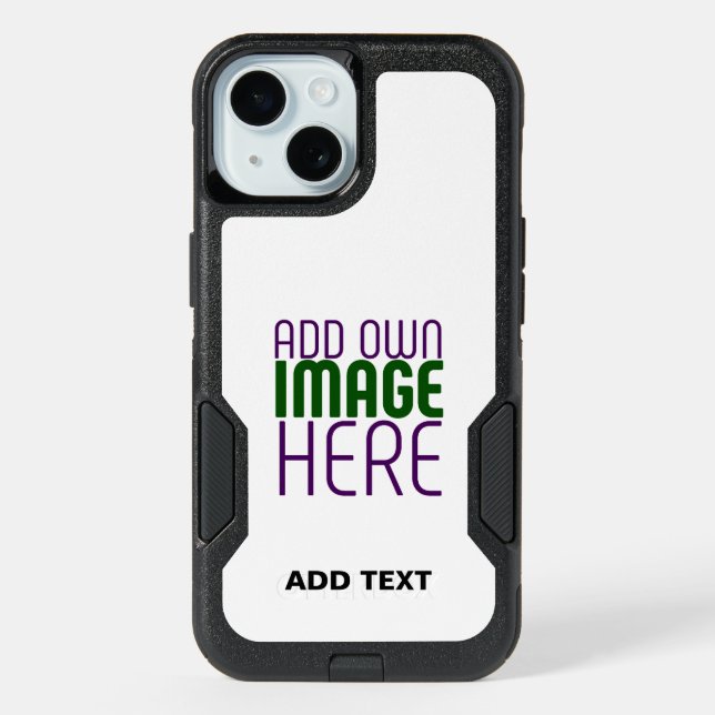 MODERN EDITABLE SIMPLE WHITE IMAGE TEXT TEMPLATE iPhone 15 CASE (Back)