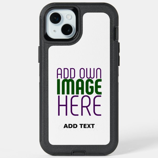 MODERN EDITABLE SIMPLE WHITE IMAGE TEXT TEMPLATE iPhone 15 PLUS CASE (Back)