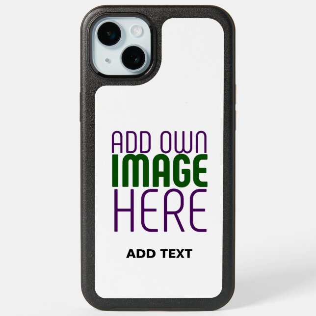 MODERN EDITABLE SIMPLE WHITE IMAGE TEXT TEMPLATE iPhone 15 PLUS CASE (Back)
