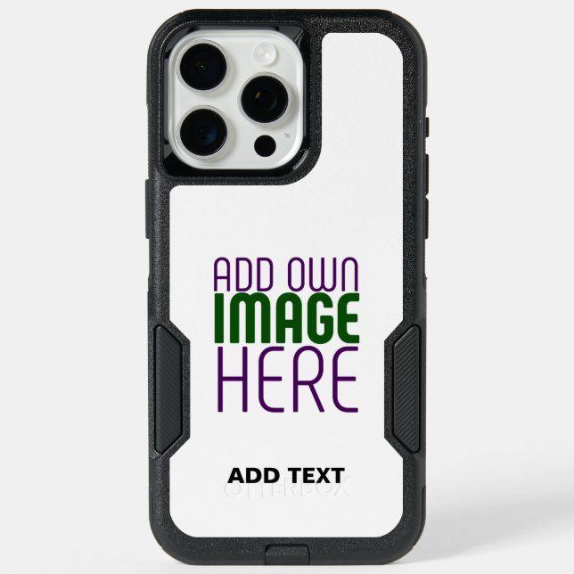 MODERN EDITABLE SIMPLE WHITE IMAGE TEXT TEMPLATE iPhone 15 PRO MAX CASE (Back)