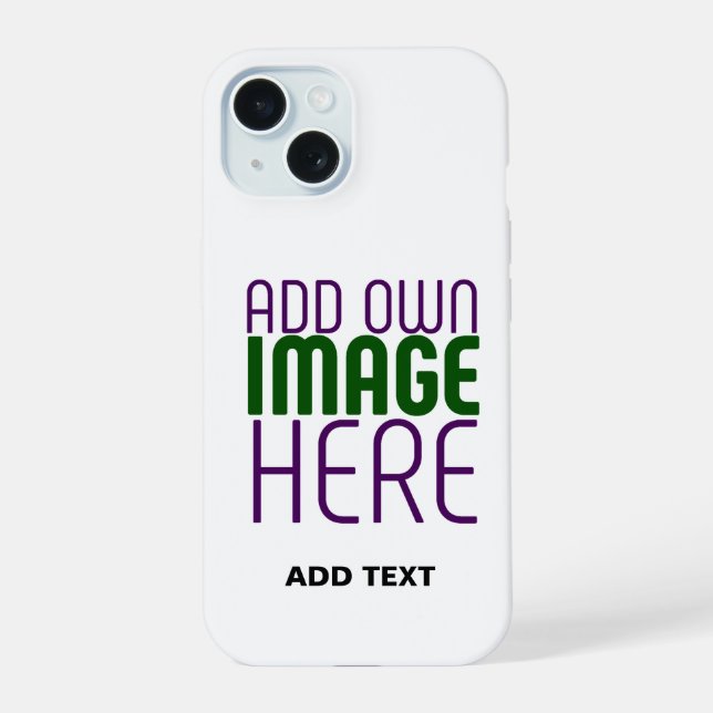 MODERN EDITABLE SIMPLE WHITE IMAGE TEXT TEMPLATE IPHONE CASE (Back)