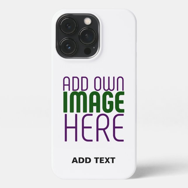 MODERN EDITABLE SIMPLE WHITE IMAGE TEXT TEMPLATE iPhone CASE (Back)