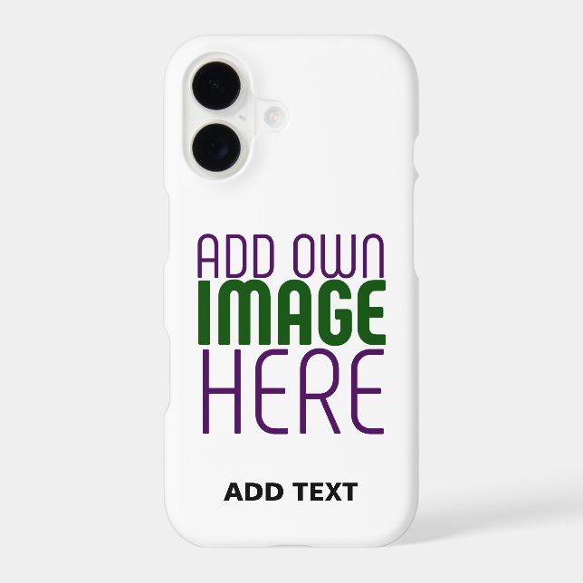 MODERN EDITABLE SIMPLE WHITE IMAGE TEXT TEMPLATE iPhone CASE (Back)