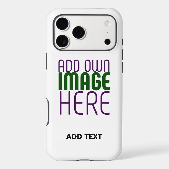 MODERN EDITABLE SIMPLE WHITE IMAGE TEXT TEMPLATE IPHONE CASE (Back)